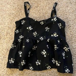 Black Floral Hollister Top Size S